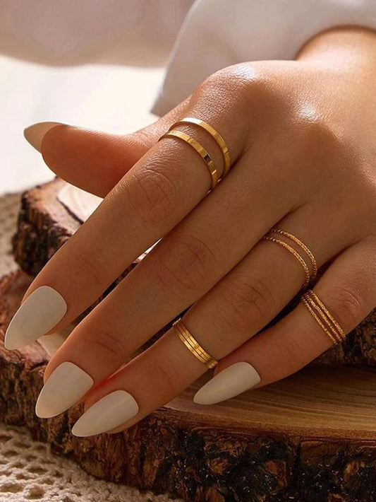 10Pcs/Set Women'S Elegant Simple Style Plain Color Rings, Trendy Casual Zinc Alloy Rings, Fashionable Jewelry for Women & Girls for Daily Decoration